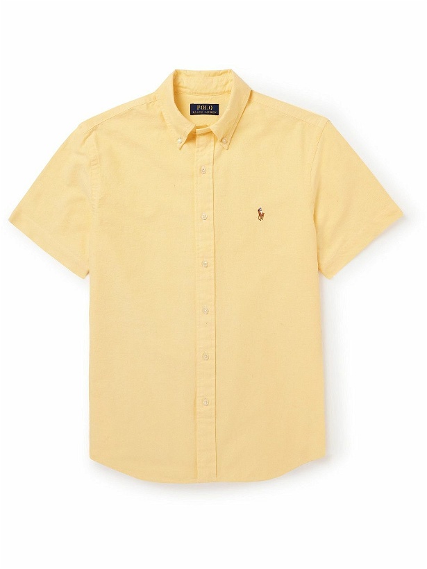 Photo: Polo Ralph Lauren - Button-Down Collar Logo-Embroidered Cotton Oxford Shirt - Yellow