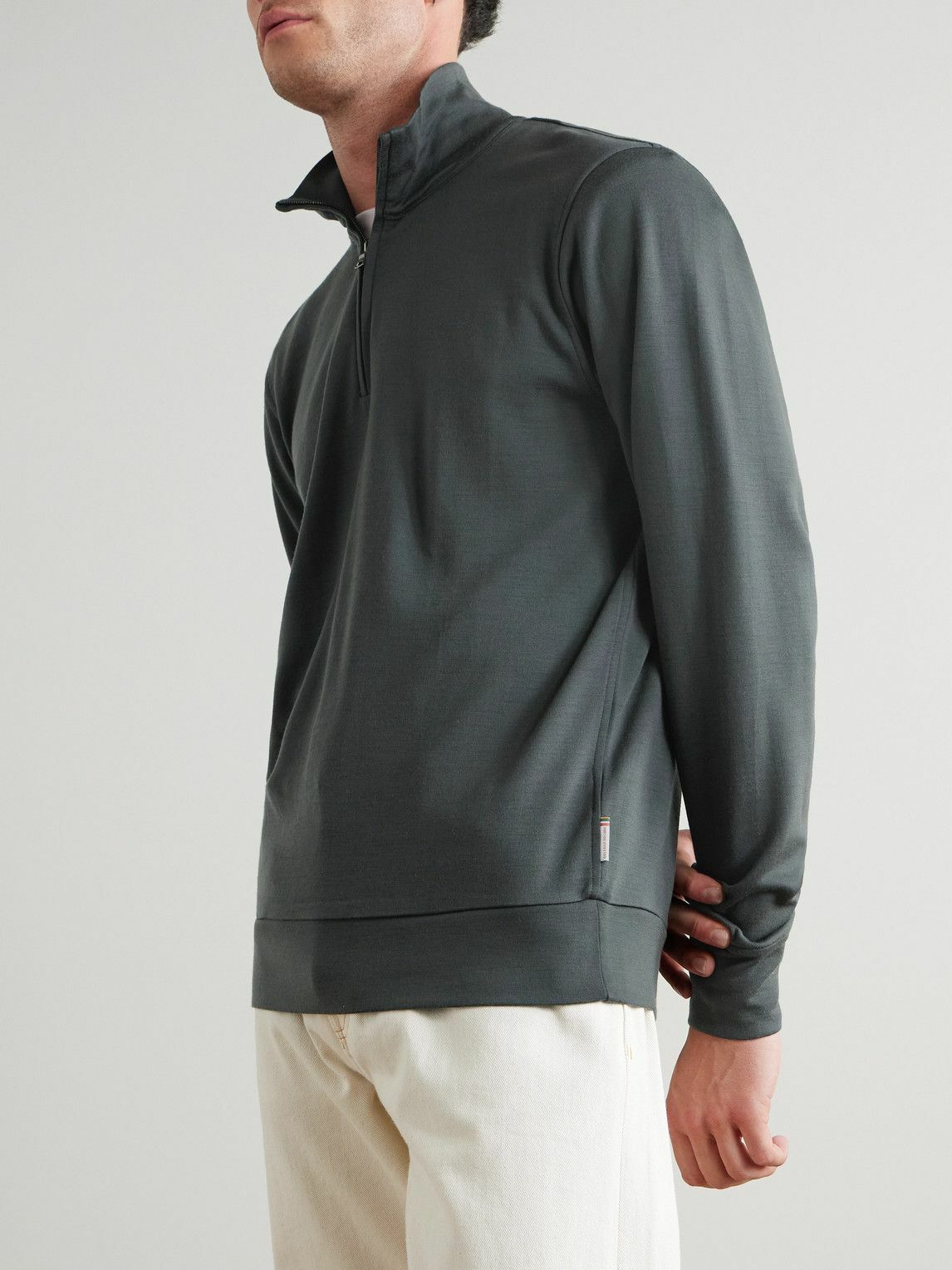 Orlebar Brown - Isar Merino Wool-Jersey Half-Zip Sweatshirt - Green