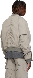 We11done Gray Double Layered MA-1 Bomber Jacket