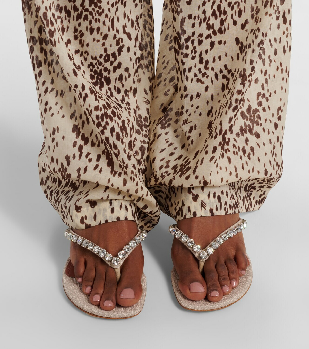 Amina Muaddi Gigi embellished canvas thong sandals