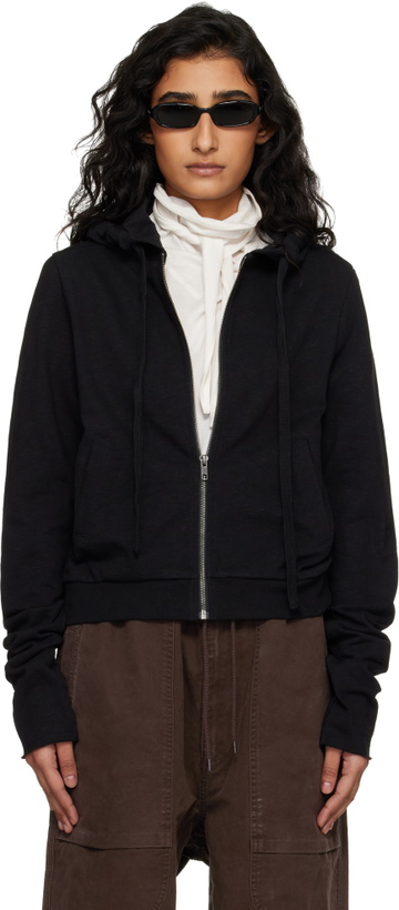 Photo: Entire Studios Black Lightweight Cropped Zip Up Hoodie