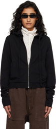 Entire Studios Black Lightweight Cropped Zip Up Hoodie