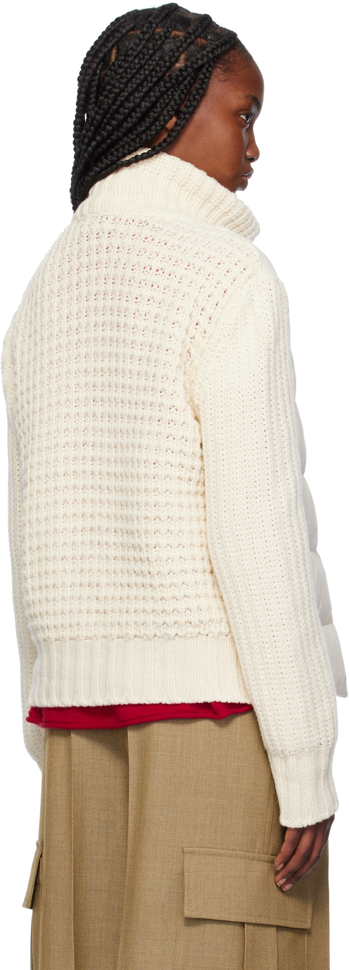 【MONCLER】Cardiganパッド入りウール＆カシミア・ジップアップ Black Padded Wool & Cashmere Zip-Up Cardigan - Sweaters