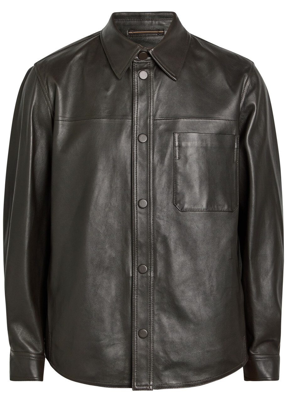 Slowear Leather Overshirt Jacket Black