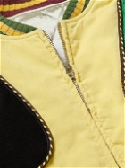 KAPITAL - Embroidered Padded Panelled Cotton and Velvet Bomber Jacket - Yellow