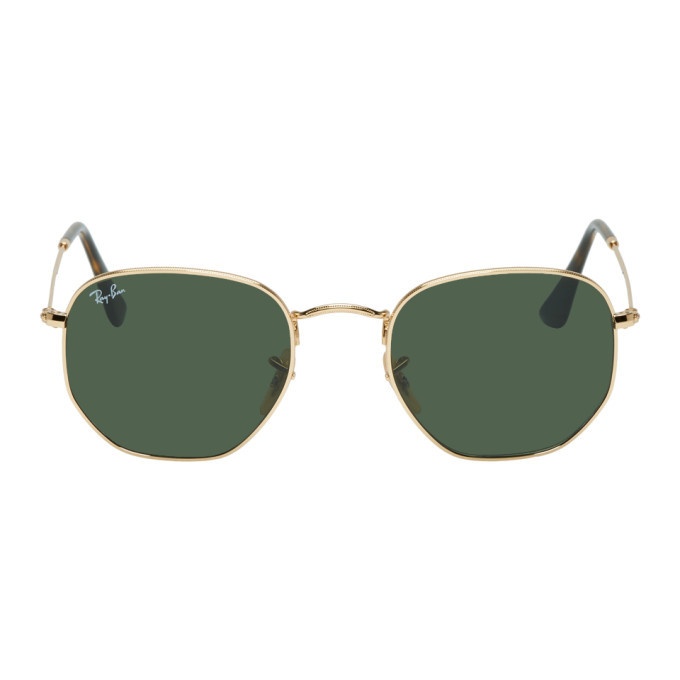 Photo: Ray-Ban Gold and Green Hexagonal Sunglasses