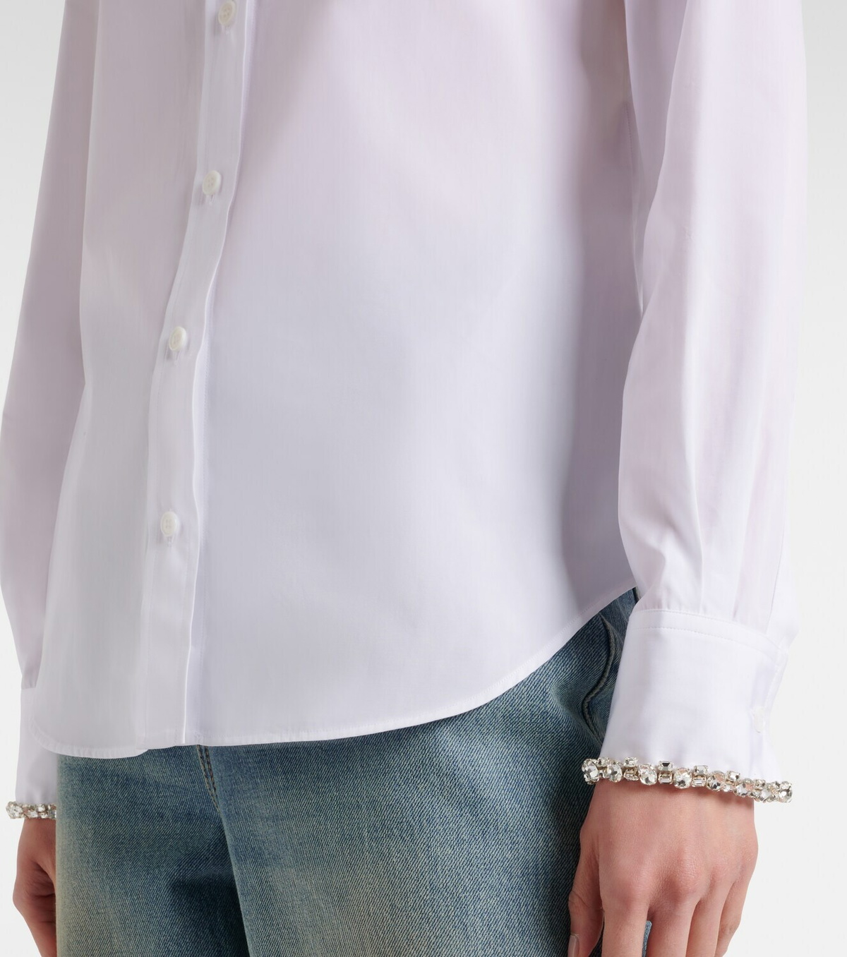 McQueen Embellished cotton poplin shirt