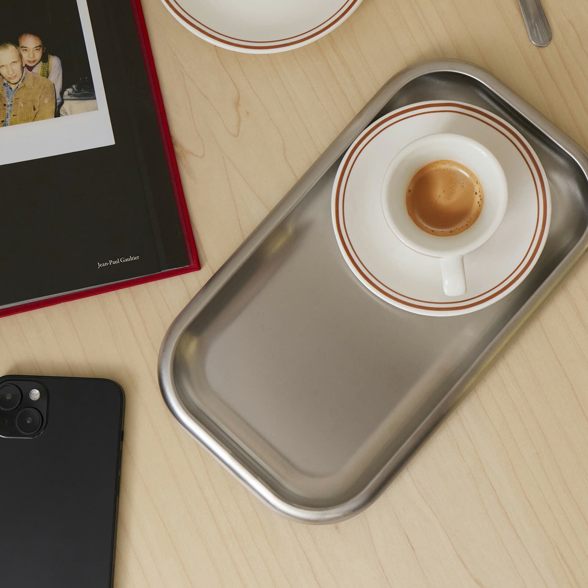 Service Projects Small Steel Serving Tray in Brushed Steel 