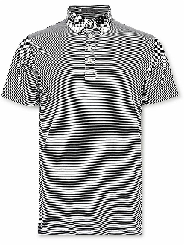 Photo: G/FORE - Feeder Button-Down Collar Striped Tech-Piqué Golf Polo Shirt - Blue