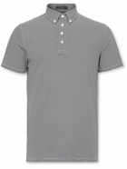 G/FORE - Feeder Button-Down Collar Striped Tech-Piqué Golf Polo Shirt - Blue