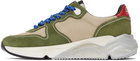 Golden Goose Green & Beige Running Sole Sneakers