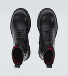 Gucci Web Stripe leather combat boots