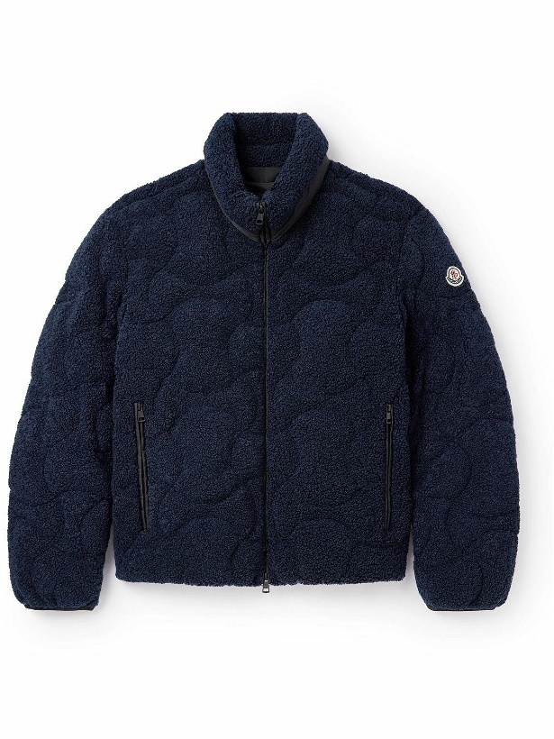 Photo: Moncler - Logo-Appliquéd Quilted Fleece Down Jacket - Blue