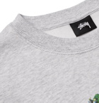 Stüssy - Logo-Print Mélange Fleece-Back Cotton-Blend Jersey Sweatshirt - Gray