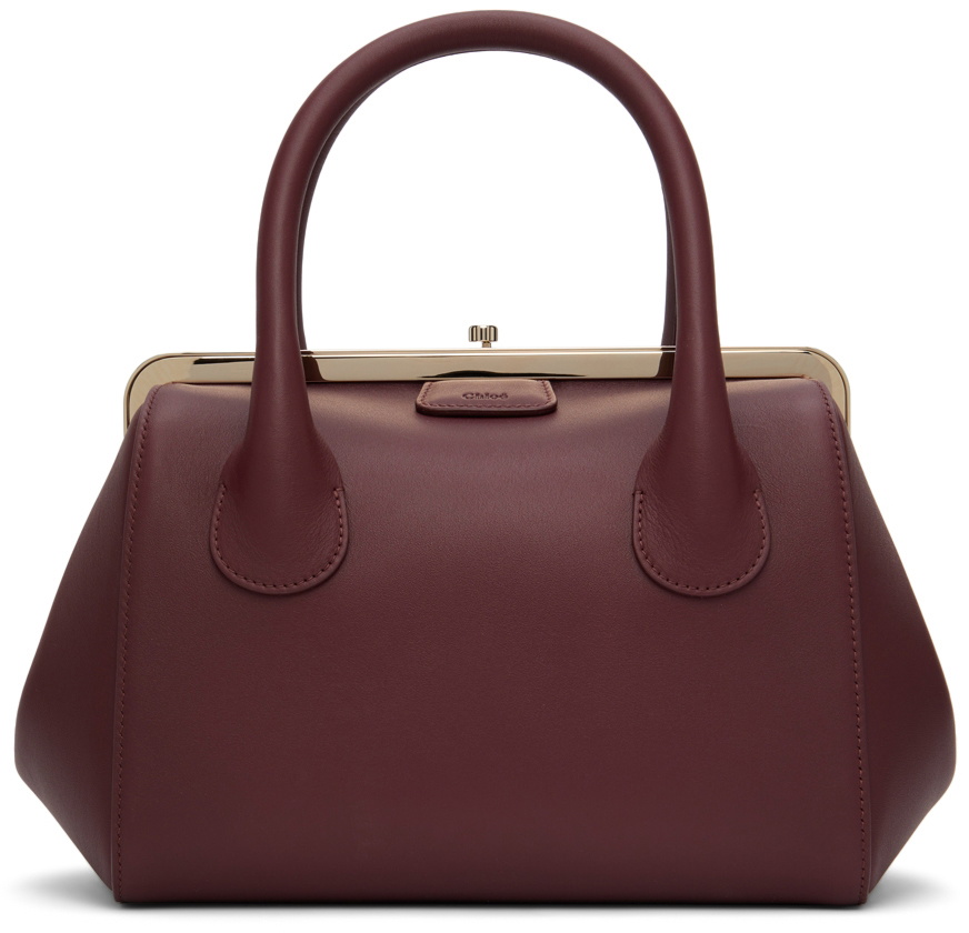 Chloé Burgundy Small Joyce Frame Top Handle Bag