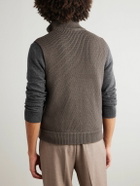 Canali - Padded Suede and Ribbed Wool Gilet - Brown