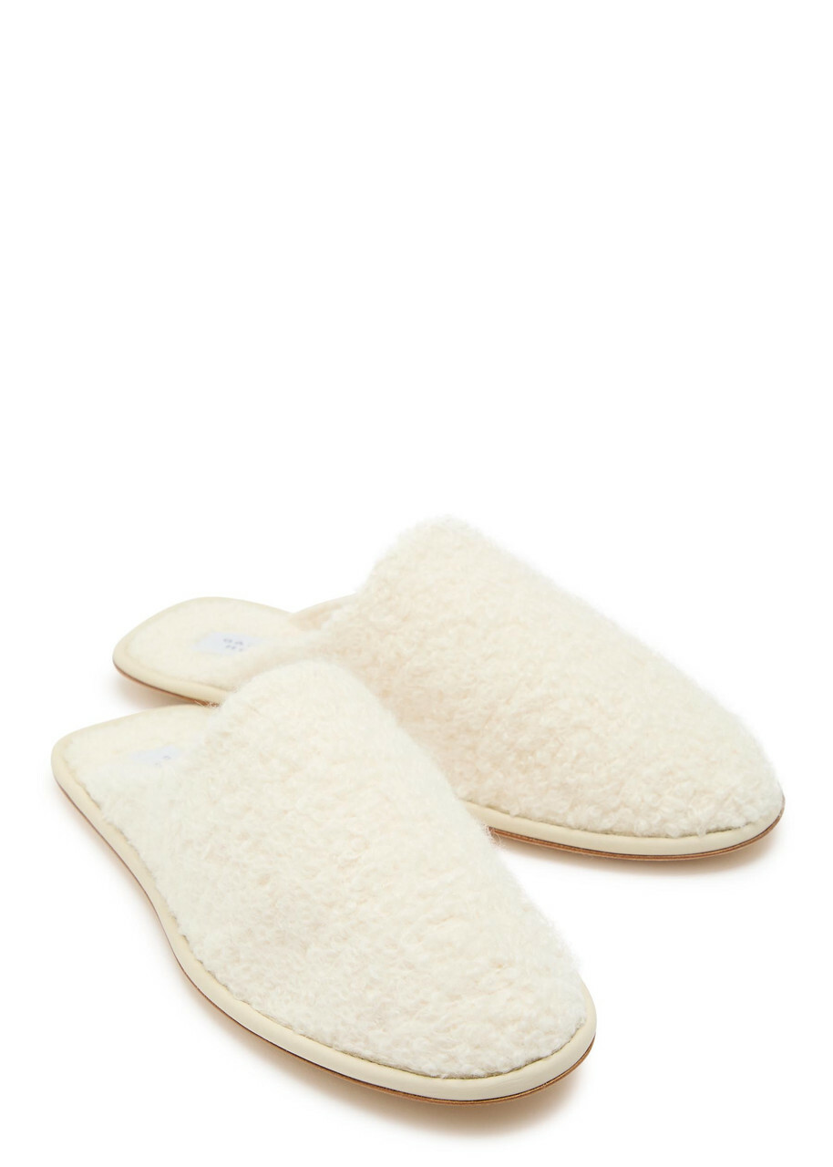 Gabriela Hearst Bristol Cashmere Bouclé Slipper Flats White