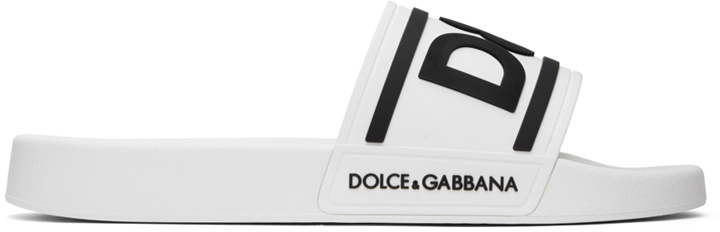 Photo: Dolce & Gabbana White Beachwear Slides