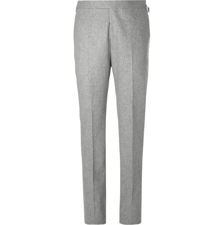 Photo: Kingsman - Light-Grey Slim-Fit Mélange Wool-Flannel Suit Trousers - Light gray