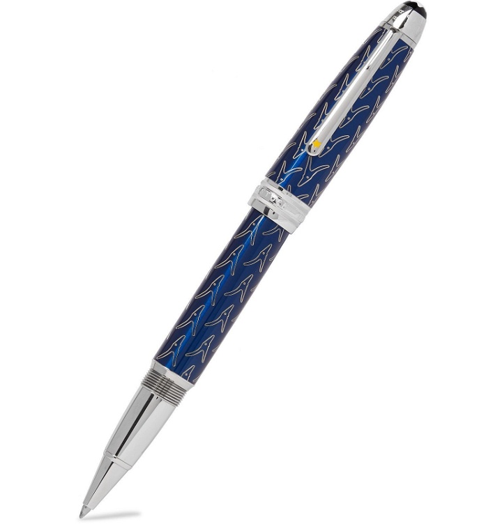 Photo: Montblanc - Meisterstück Le Petit Prince Egraved Silver-Tone and Resin Ballpoint Pen - Blue