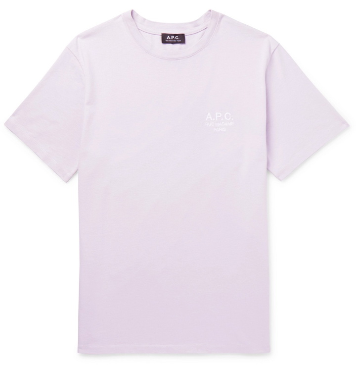 Photo: A.P.C. - Raymond Logo-Embroidered Cotton-Jersey T-Shirt - Purple