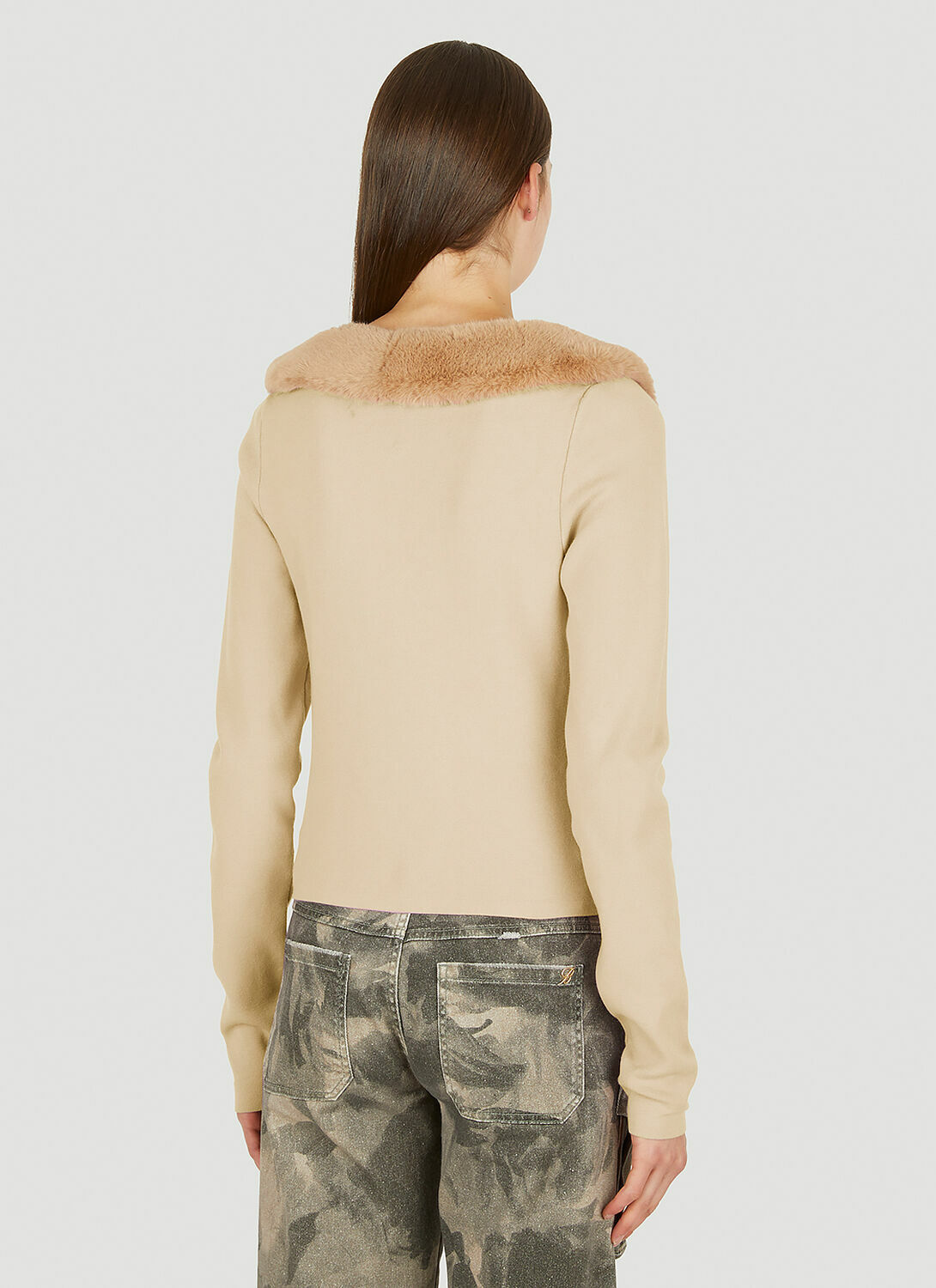 Blumarine Faux Fur Trim Cardigan