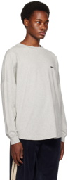 Palm Angels Gray Embroidered Long Sleeve T-Shirt