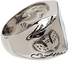 Alexander McQueen Silver & Black Stone Signet Ring