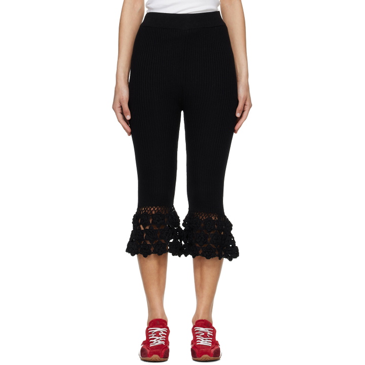Photo: GANNI Black Cotton Crochet Capri Trousers