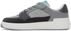 Balmain Gray & White B-Court Flip Perforated Leather Sneakers