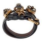Alexander McQueen Black Three Stones Double Wrap Bracelet