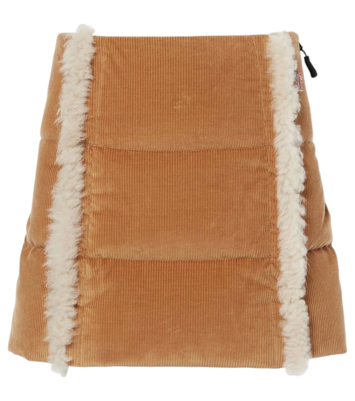 Photo: Moncler Grenoble Shearling-trimmed corduroy miniskirt