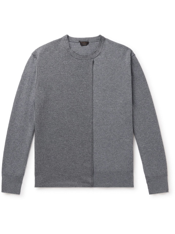 Photo: Ermenegildo Zegna - Asymmetric Panelled Cashmere-Blend Sweater - Gray