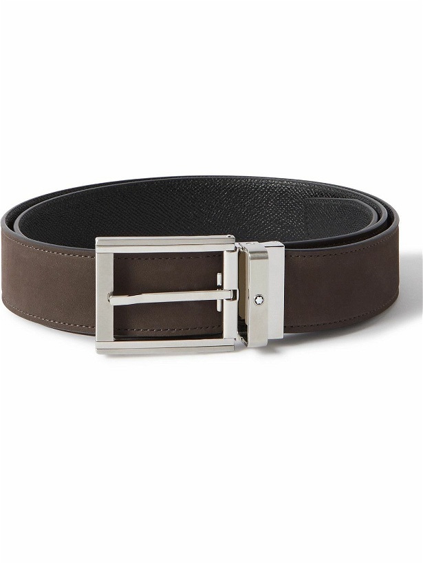 Photo: Montblanc - 3.5cm Reversible Suede and Pebble-Grain Leather Belt