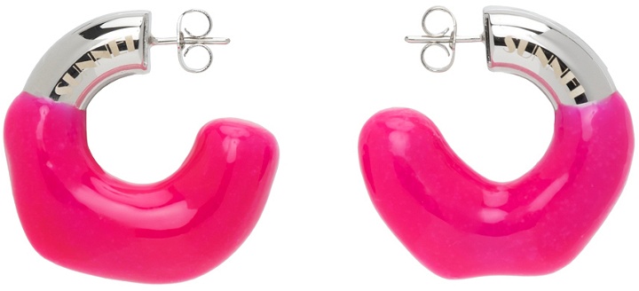 Photo: SUNNEI Silver & Pink Rubberized Earrings