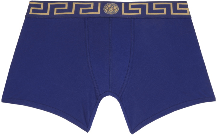 Photo: Versace Underwear Blue Greca Border Long Boxers
