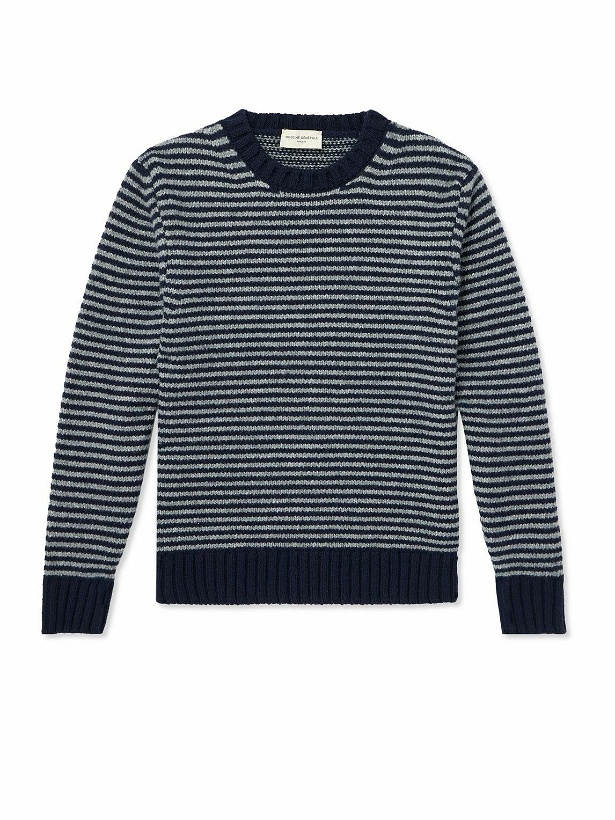 Photo: Officine Générale - Marco Striped Merino Wool-Blend Sweater - Blue