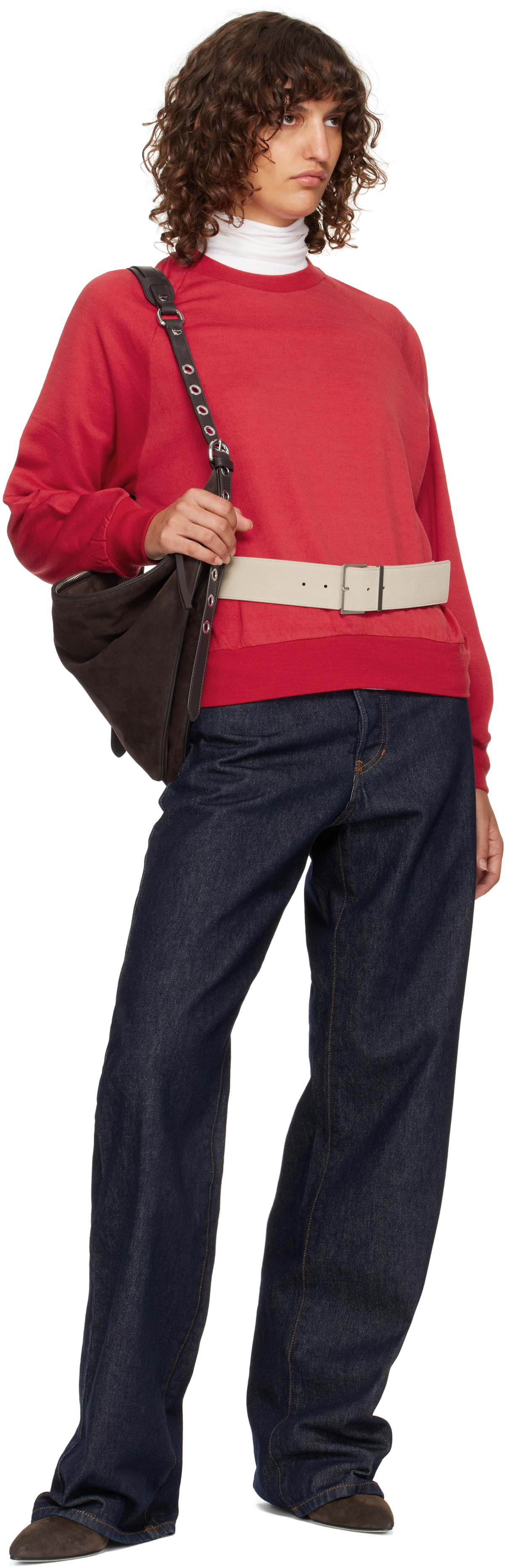 The Frankie Shop Gray Evro Suede Leather Belt