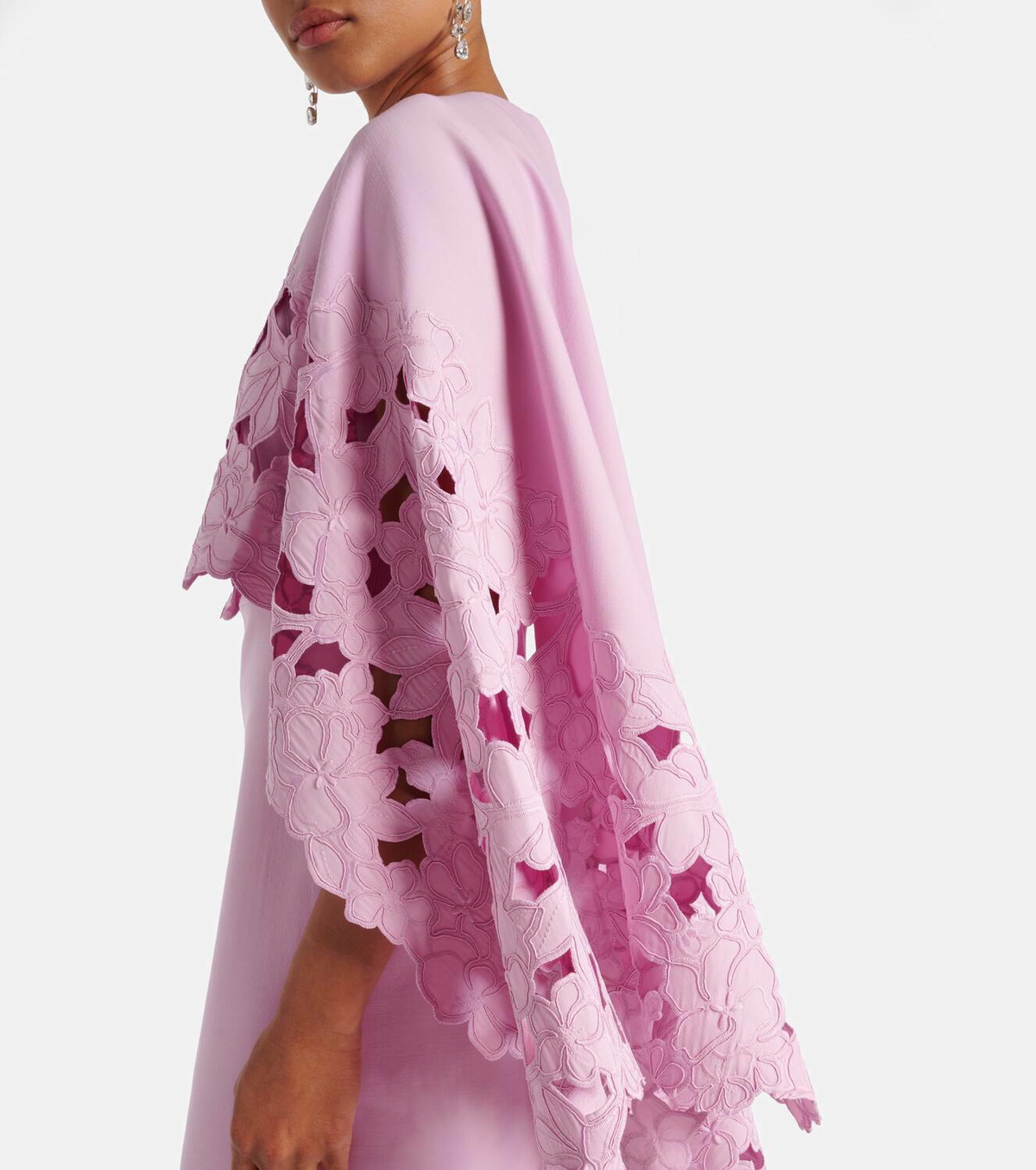 Oscar de la Renta Cape-detail wool-blend midi dress