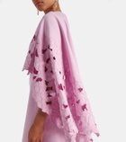 Oscar de la Renta Cape-detail wool-blend midi dress