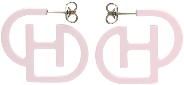 Photo: D'heygere Pink Logo Hoop Earrings