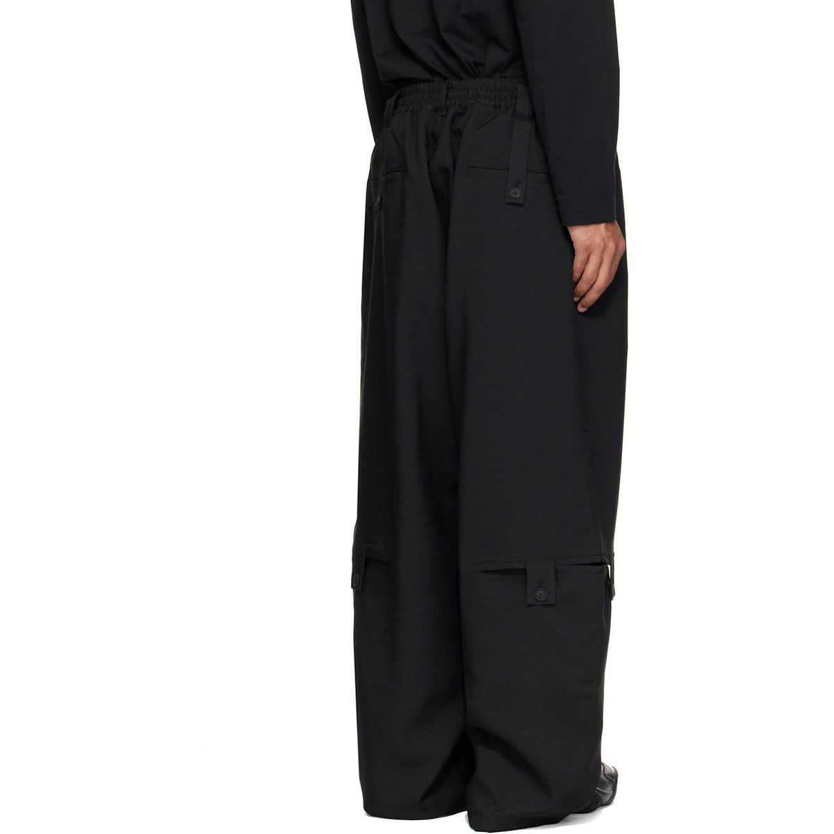 Y-3 Black Sport Uniform Adaptive Length Cargo Pants