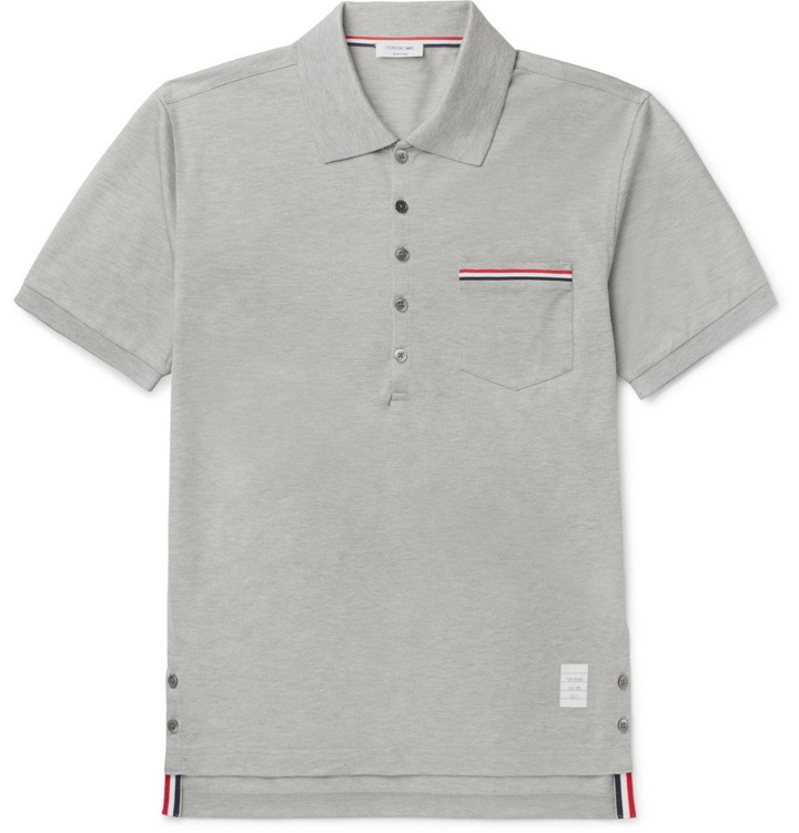 Photo: Thom Browne - Mercerised Cotton-Piqué Polo Shirt - Men - Gray