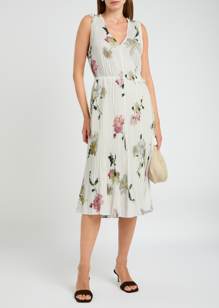 Vince Floral-printed Chiffon Midi Dress White Vince