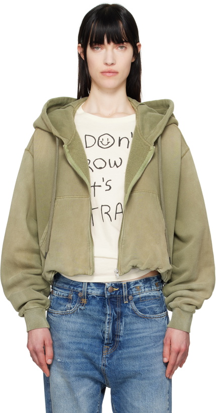 Photo: R13 Khaki Balloon Zip-Up Hoodie