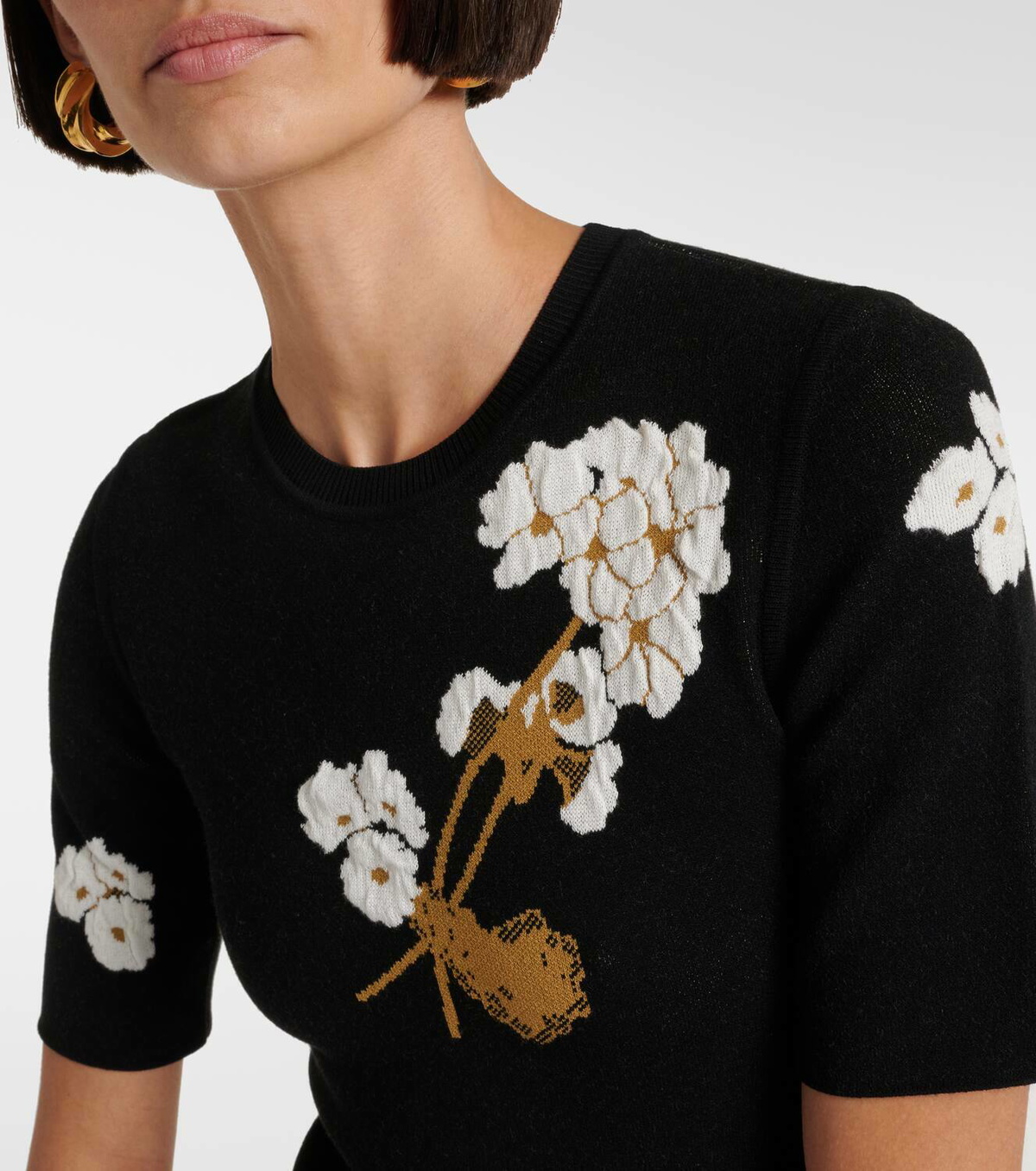 Erdem Knitted floral jacquard T-shirt