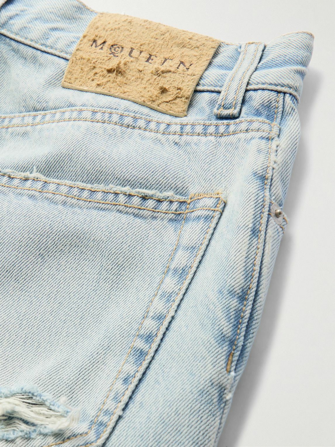 McQueen - Slim-Fit Distressed Jeans - Blue