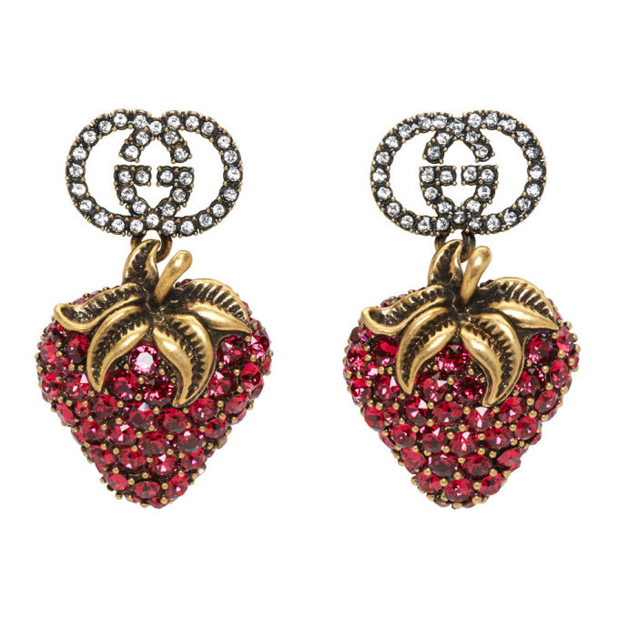 Gucci GG Strawberry Pendant Earrings