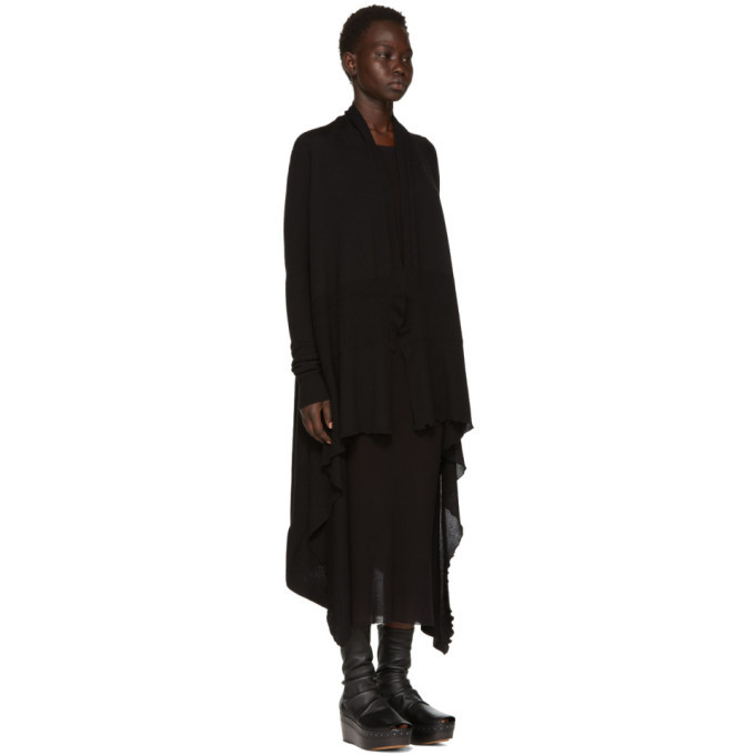 Rick Owens Black Long Wrap Cardigan Rick Owens