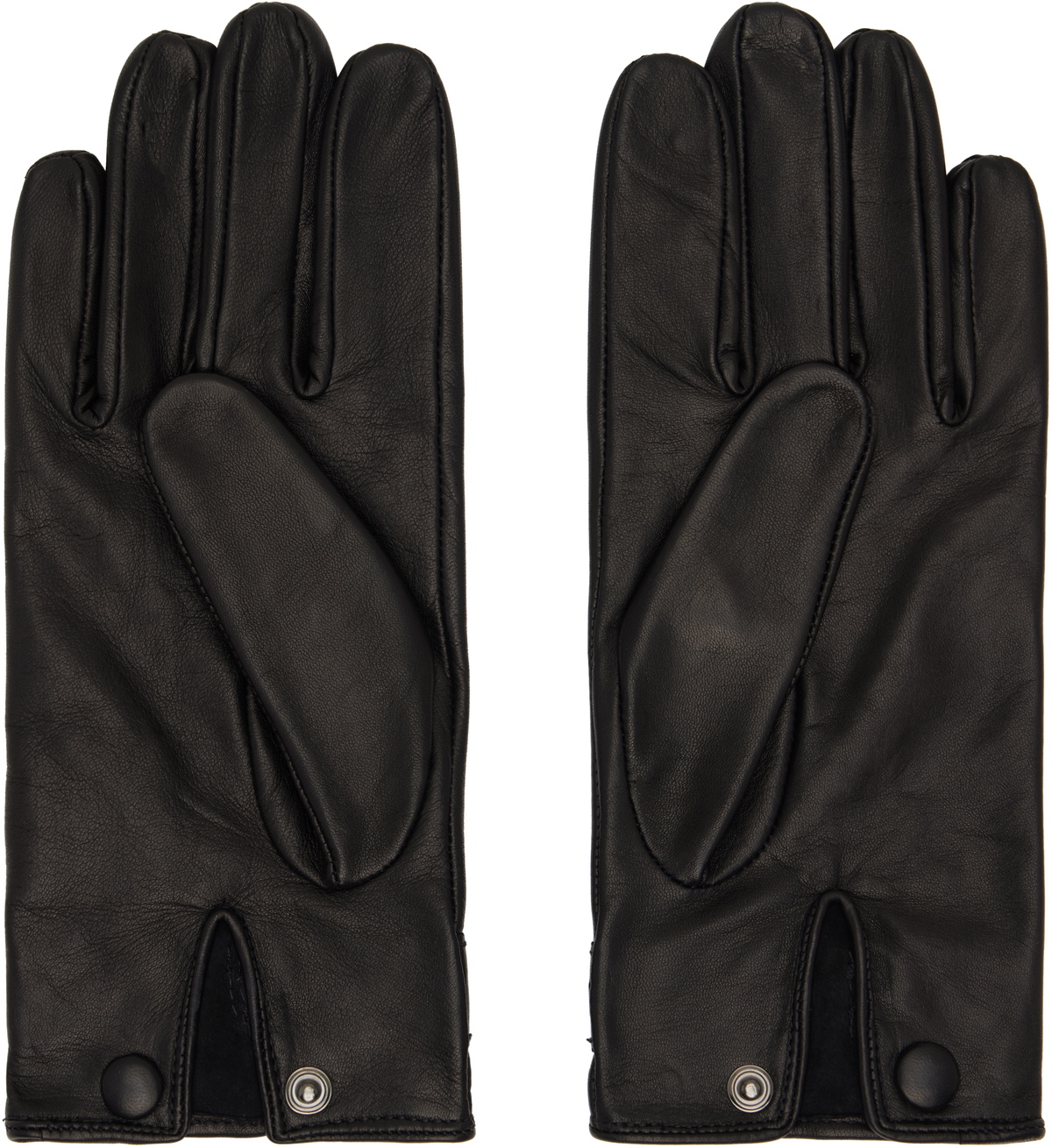 Ernest W. Baker Black Leather Buckle Gloves